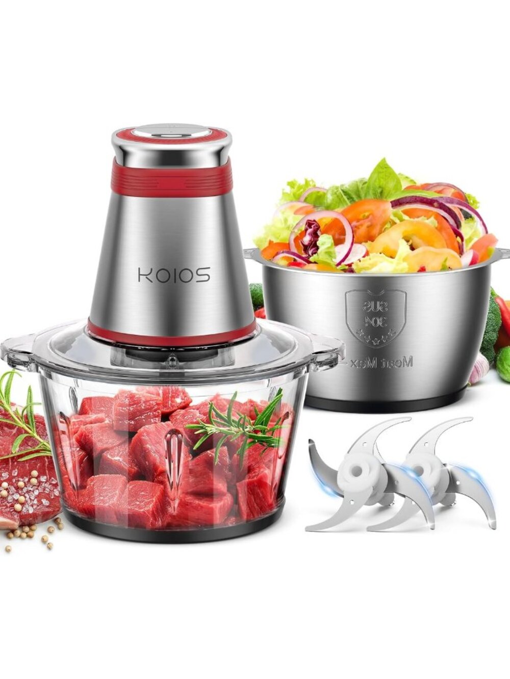500W Electric Food Processor & Chopper with 2 Bowls - Versatile Kitchen Tool